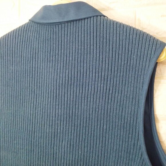 Alfred Dunner Floral Embroidered Cotton Ramie Rib-Knit Vest -16 Zipper Collar - Picture 9 of 10